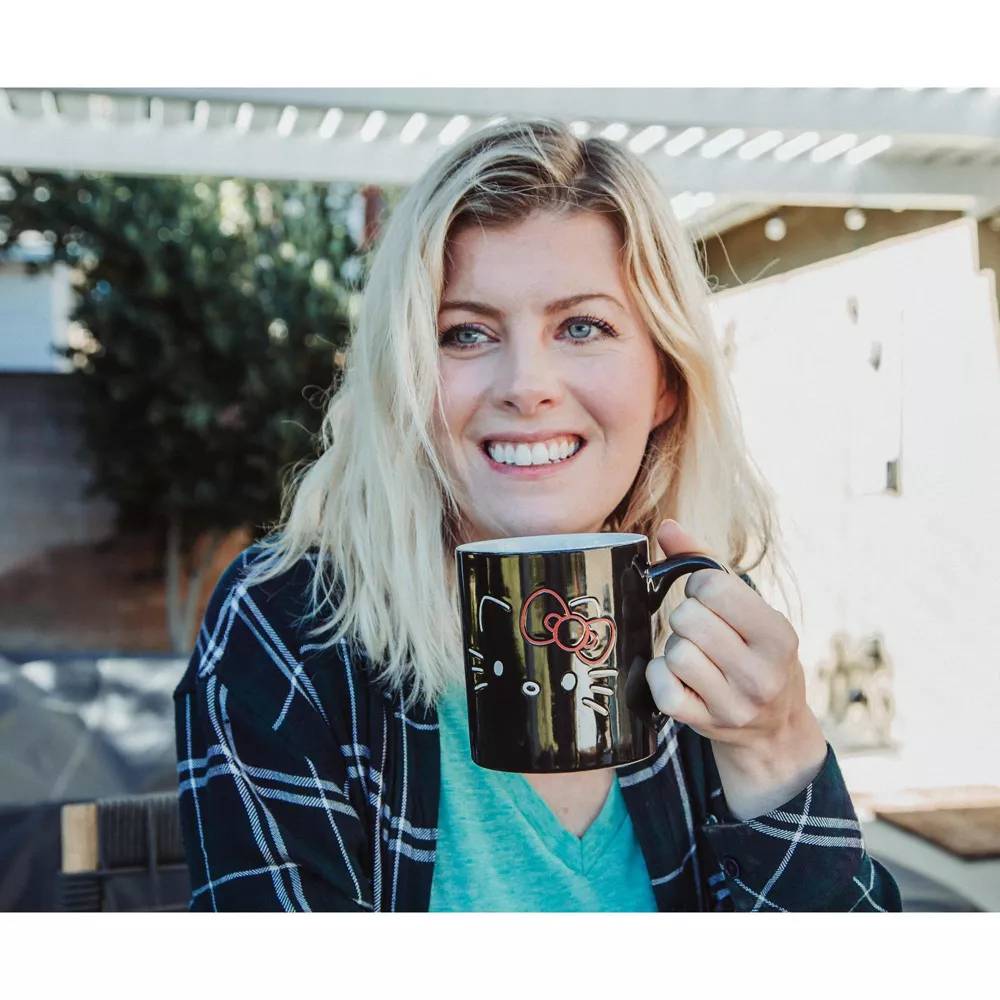 Sanrio Hello Kitty 14 oz Ceramic Wax Resist Mug - Black