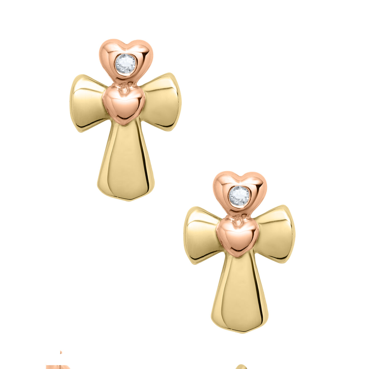 Marathon Cross Earrings in 14K Two-Tone Gold