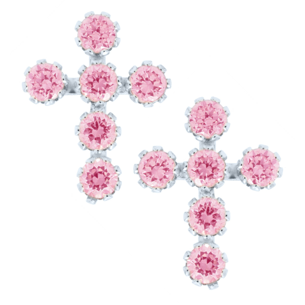 Marathon Pink Cubic Zirconia Earrings in 14K White Gold