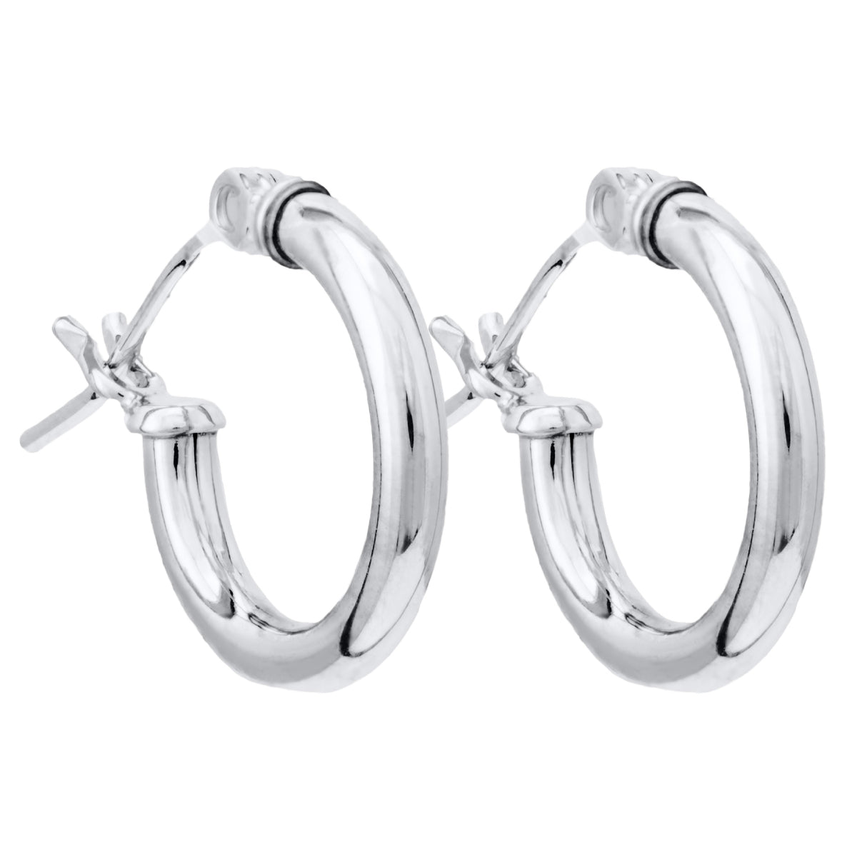 Marathon High Polished Hoop Earrings in 14K White Gold