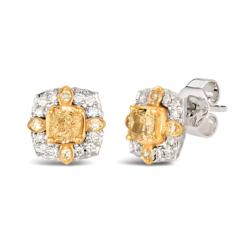 Le Vian Couture 0.5 ct. Fancy Light Yellow Diamond and 0.12 ct. Vanilla Diamonds Earrings in Platinum