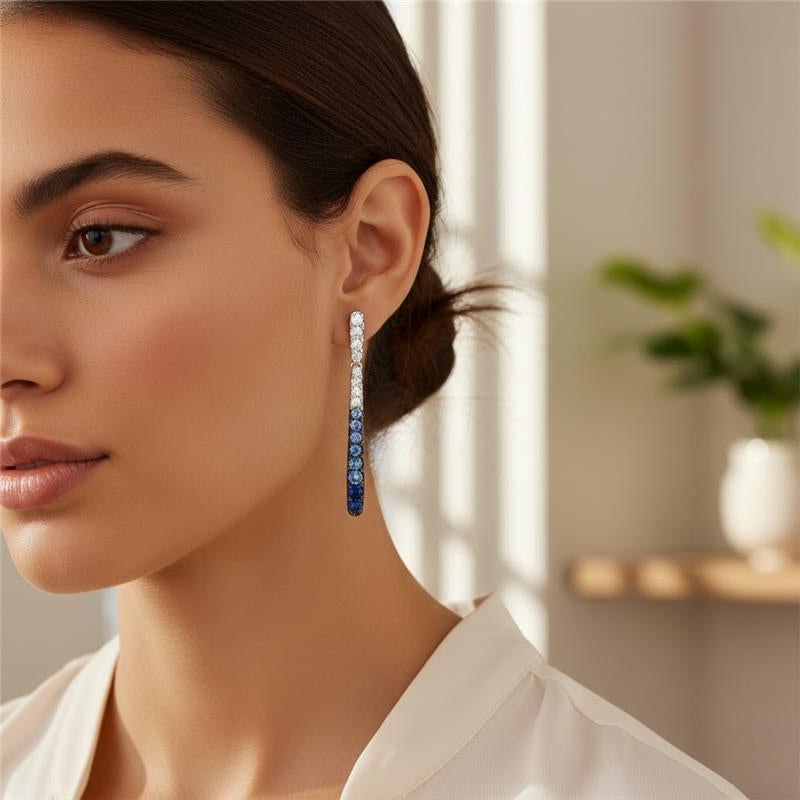 Le Vian Ombre 0.50 ct. Denim OmbrΓ© Sapphire and 0.33 ct. Vanilla Sapphire Earrings in 14K Vanilla Gold