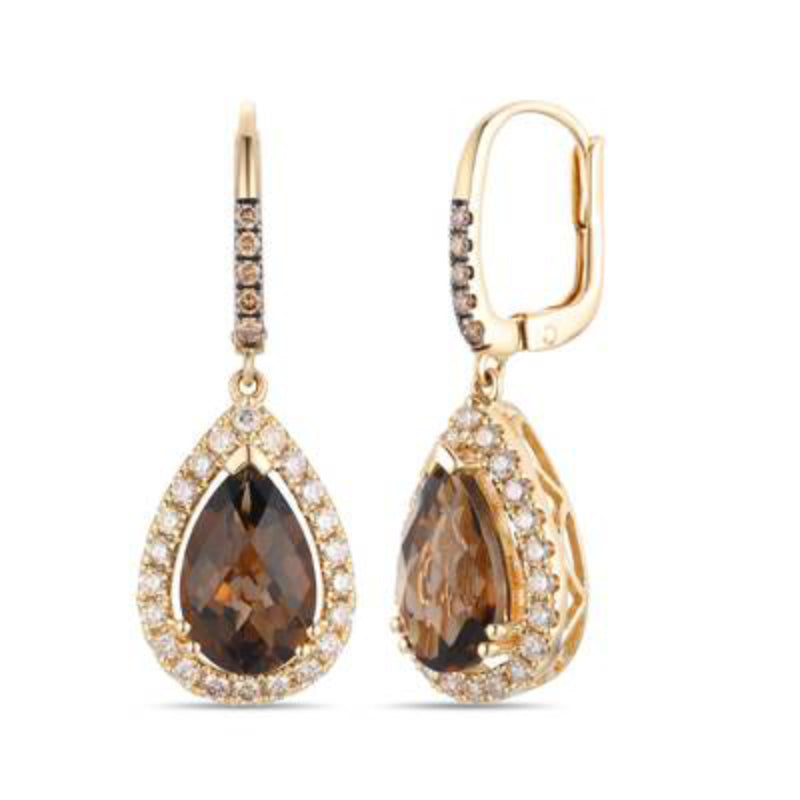 Le Vian Women's 3.75 ct. Chocolate Quartz, 0.1 ct. Chocolate Diamonds and 0.62 ct. Nude Diamonds Earrings in 14K Gold