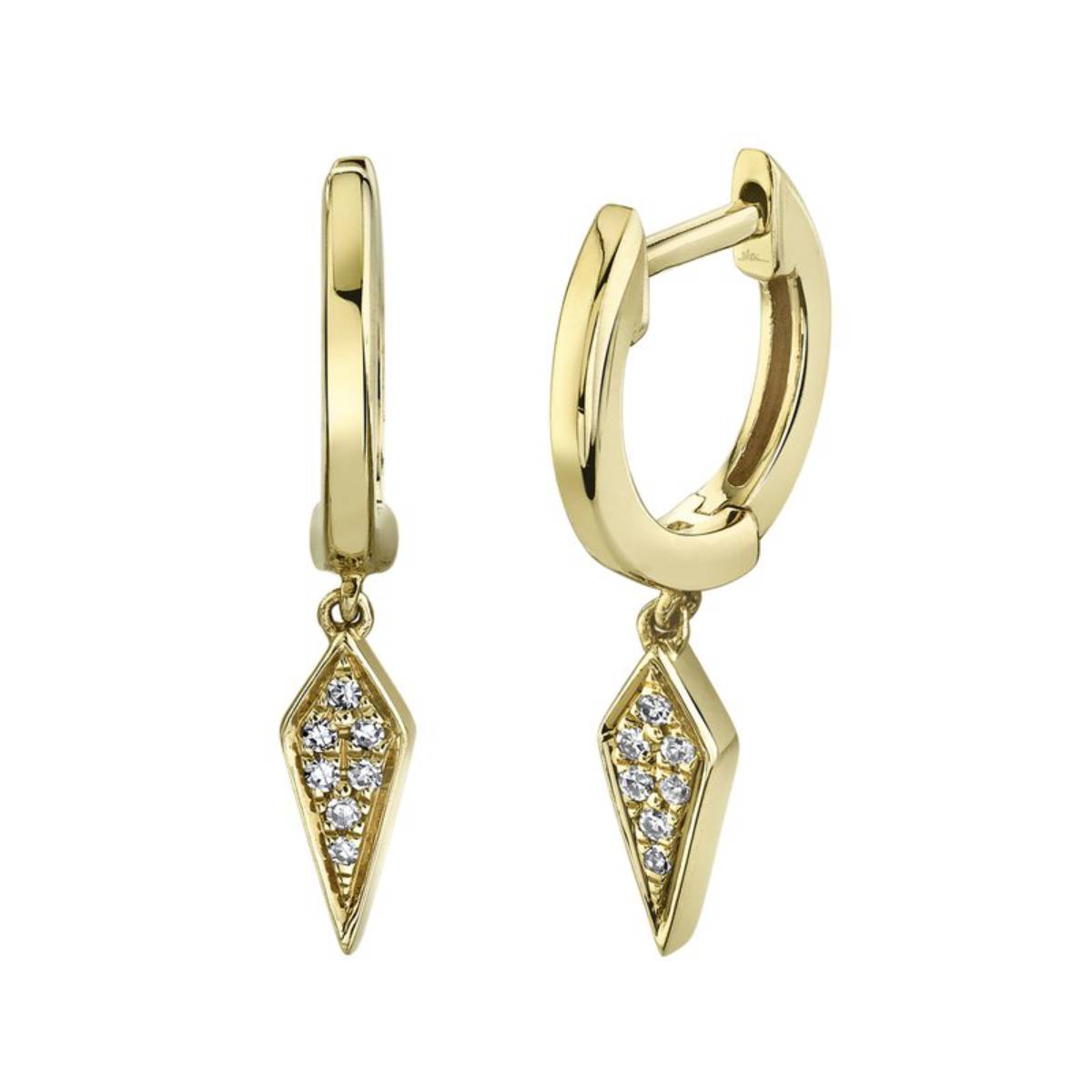 Shy Creation Kate Women's 0.04 ct. Diamond Kite Charm Huggie Earrings in 14K Yellow Gold