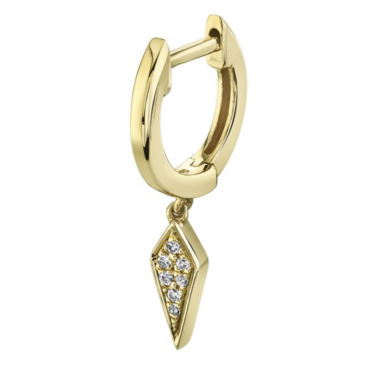 Shy Creation Kate Women's 0.04 ct. Diamond Kite Charm Huggie Earrings in 14K Yellow Gold
