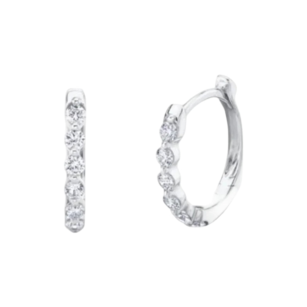 Shy Creation Gia 0.26 ct. Diamond Oval Huggie Earrings in 14K Gold