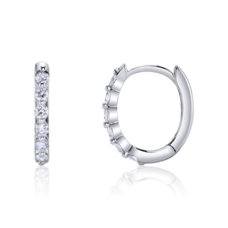 Shy Creation Gia 0.26 ct. Diamond Oval Huggie Earrings in 14K Gold