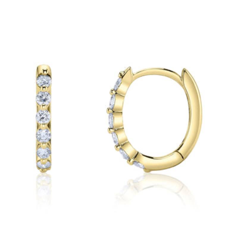 Shy Creation Gia 0.26 ct. Diamond Oval Huggie Earrings in 14K Gold