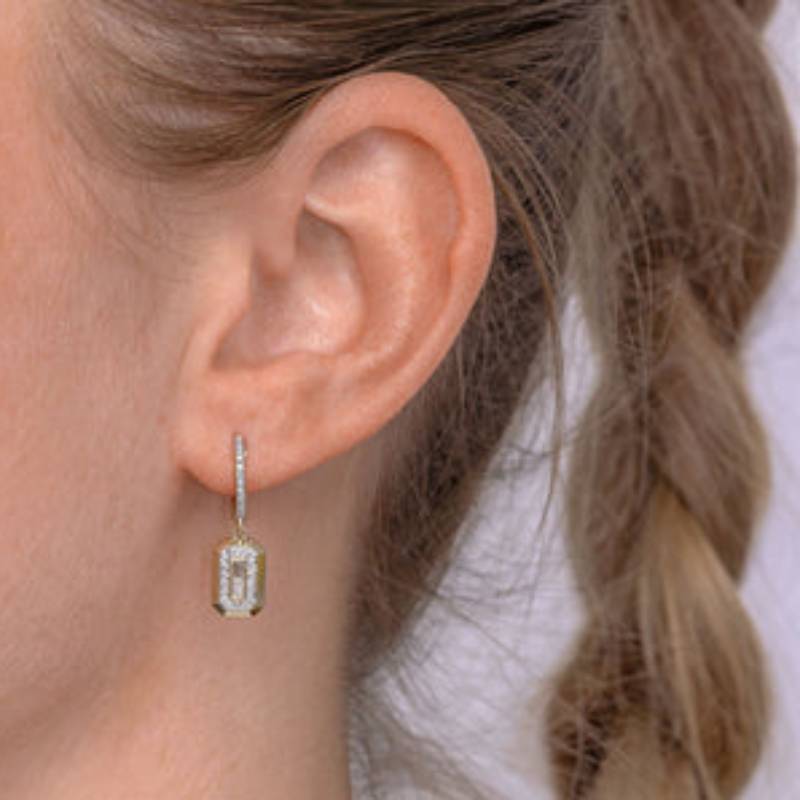 Shy Creation Vallon 0.26 ct. Diamond Baguette Earrings in 14K Yellow Gold