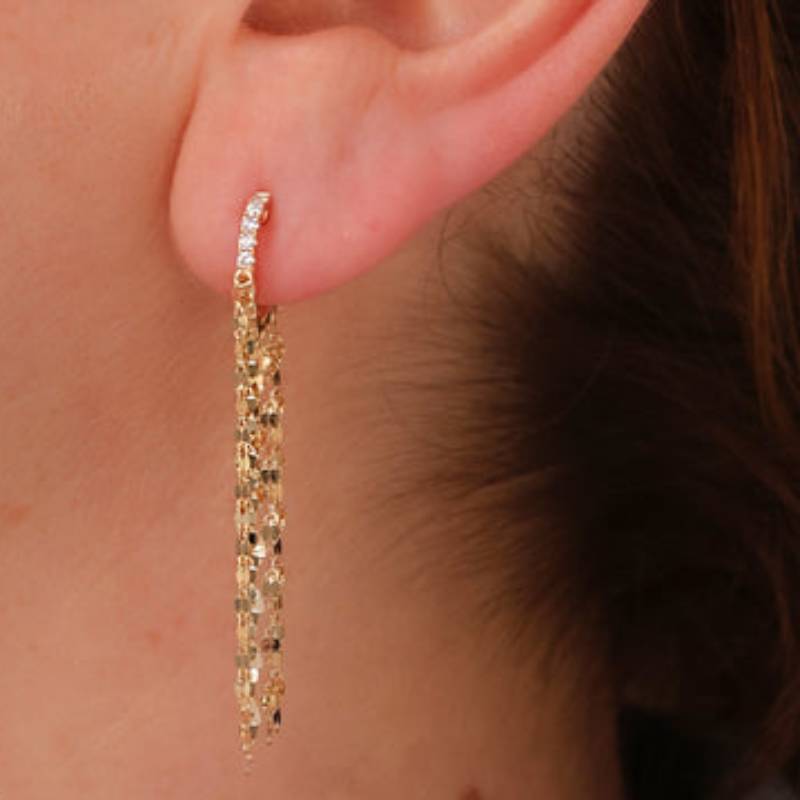 Shy Creation Kate Women's 0.13 ct. Diamond Fringe Earrings in 14K Yellow Gold