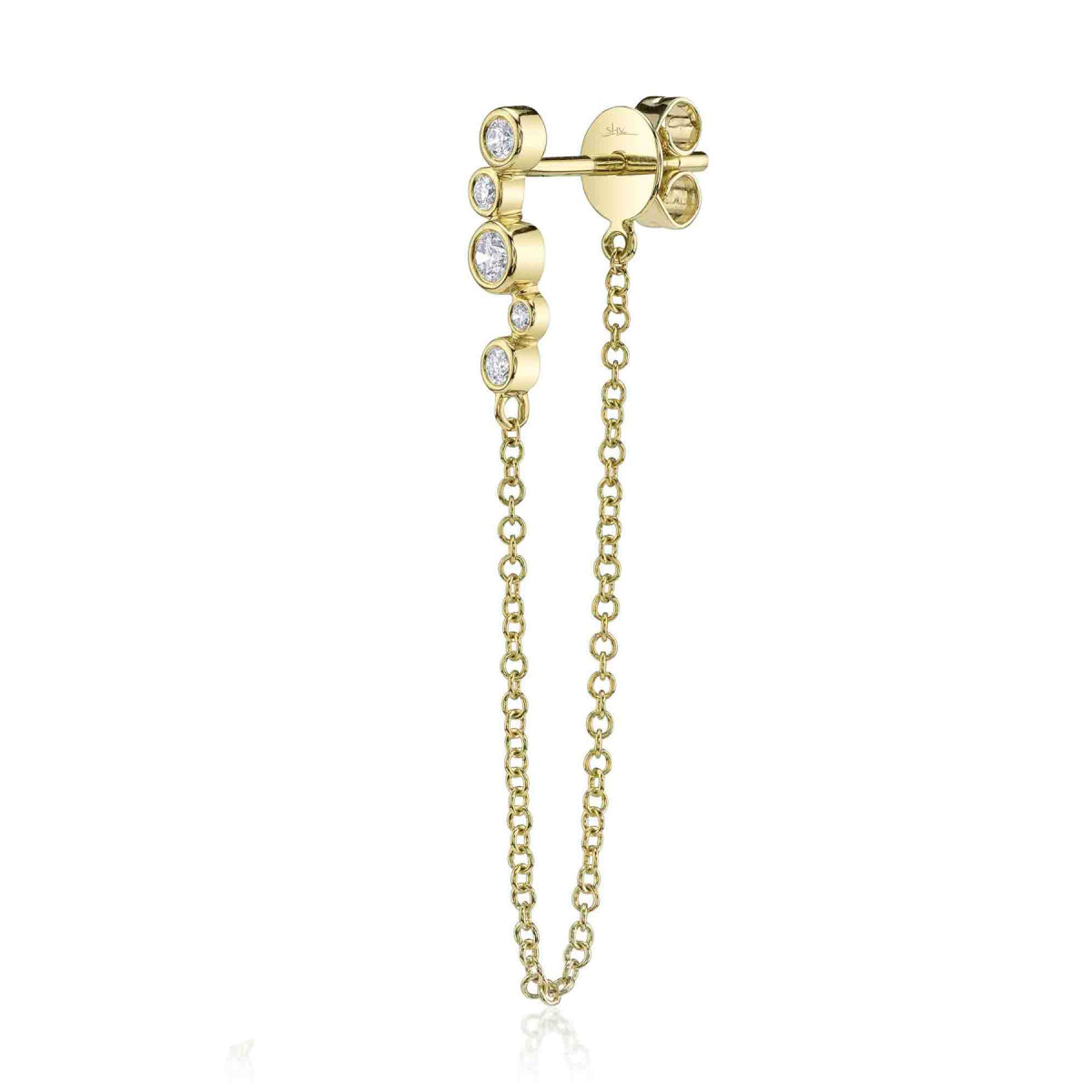 Shy Creation Bailey Women's 0.20 ct. Diamond Bezel Chain Earrings in 14K Yellow Gold
