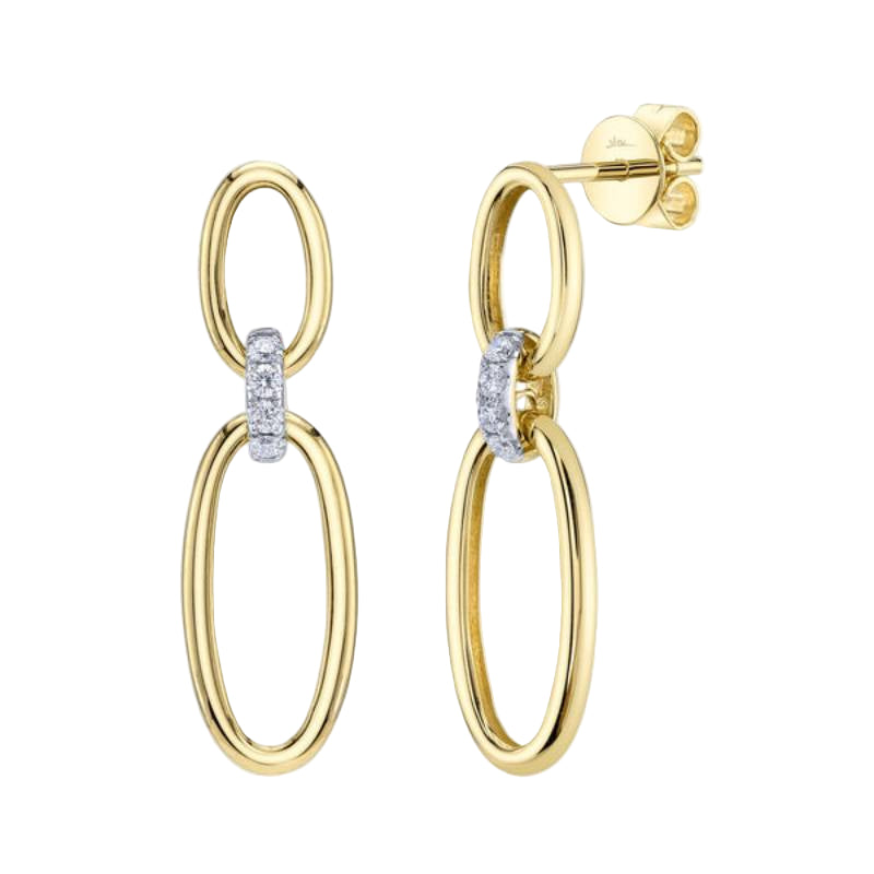 Shy Creation Kate Women'S 0.10 ct. Diamond Oval Earrings In 14K Yellow Gold