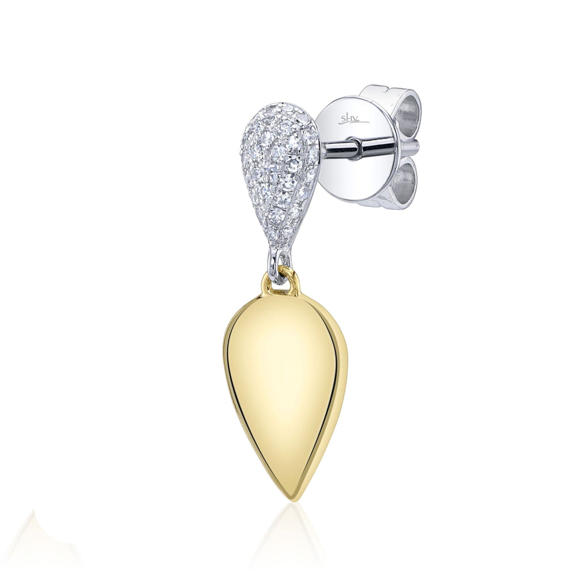 Shy Creation Kate Women's 0.16 ct. Diamond Bezel Pave Earrings in 14K Two Tone Yellow Gold