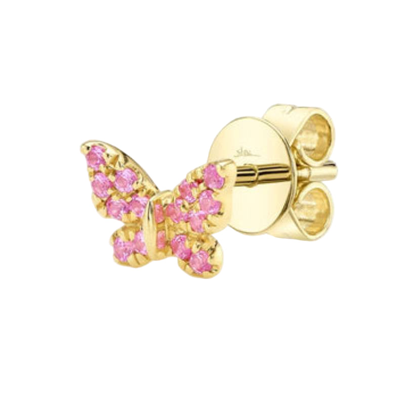 Shy Creation Kate Women's 0.17 ct. Pink Sapphire Butterfly Stud Earrings in 14K Yellow Gold