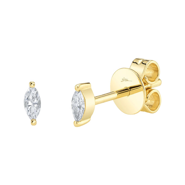 Shy Creation Colette Women's 0.09 ct. Diamond Marquise Stud Earrings in 14K Yellow Gold