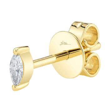 Shy Creation Colette Women's 0.09 ct. Diamond Marquise Stud Earrings in 14K Yellow Gold