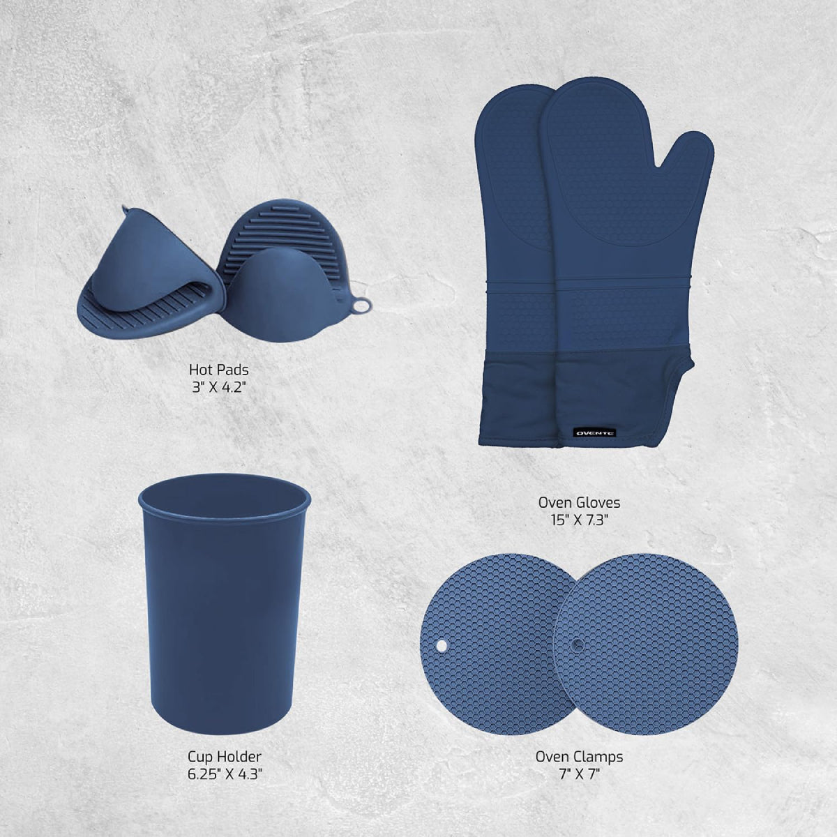 Ovente Silicone Kitchen Utensils Set (17 Pieces) - Blue