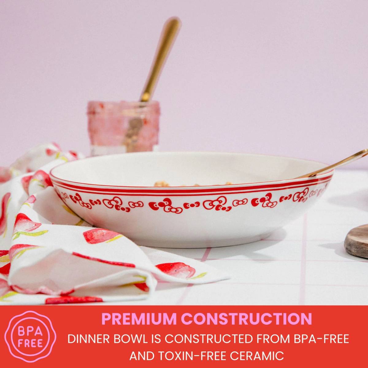 Sanrio Hello Kitty 9" Ceramic Coupe Dinner Bowl - Red