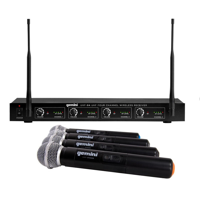 Gemini UHF/04M Wireless Handheld Microphone System - Black - Curacao