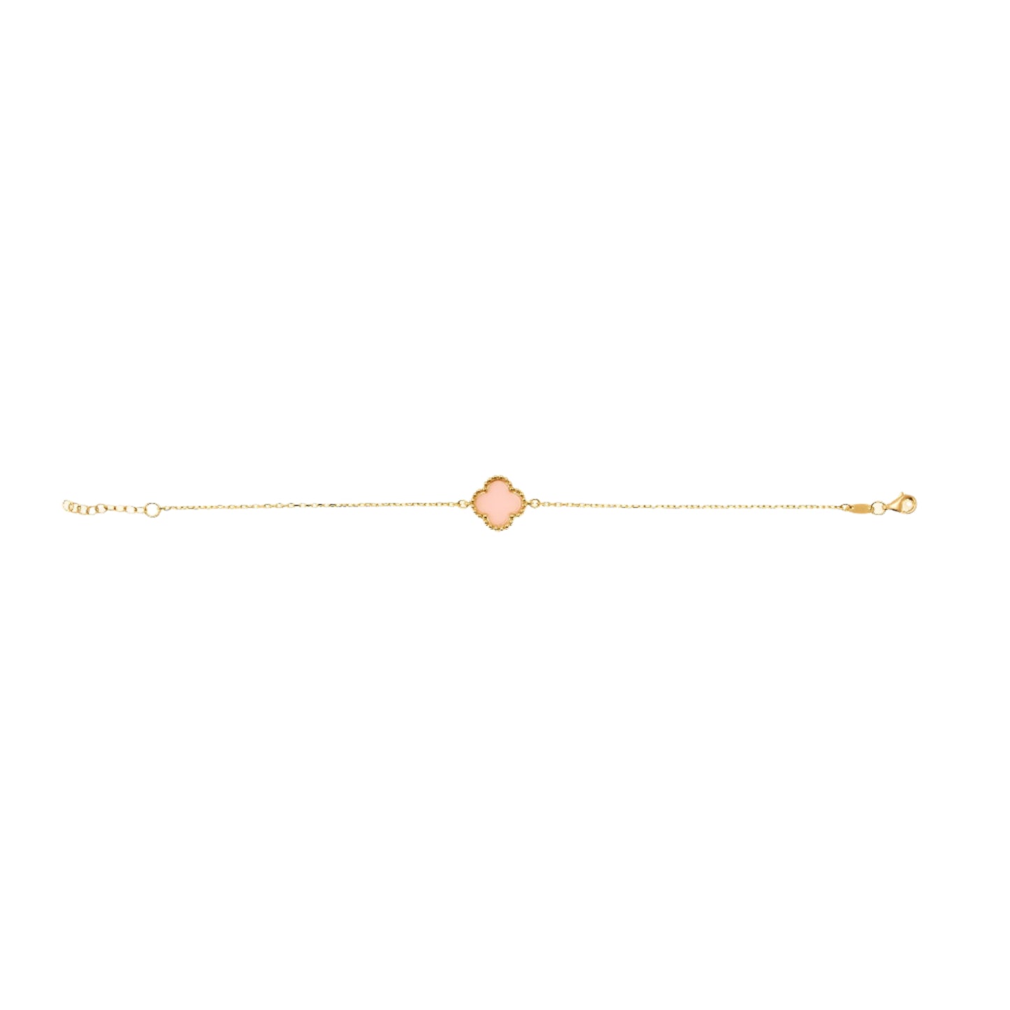 Gold Pink Clover Bracelet in 14K Yellow Gold