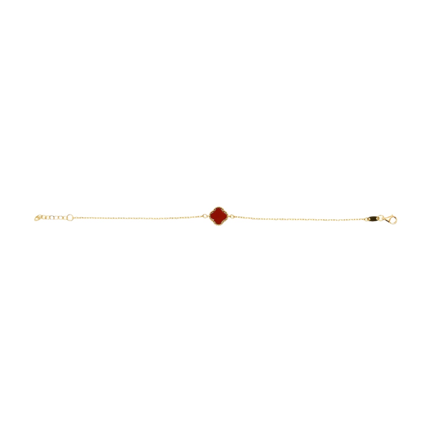 Gold Red Clover Bracelet in 14K Yellow Gold