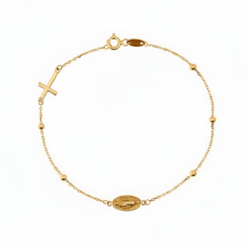 14K Yellow Gold Women's 7.5" Rosary Bracelet