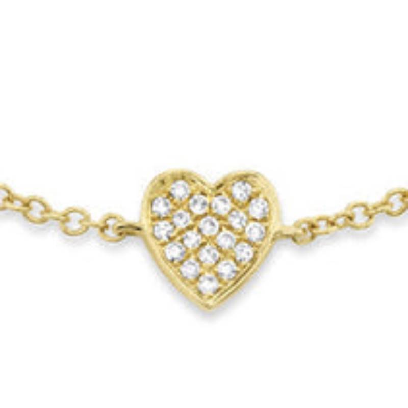 Shy Creation Kate Women's 0.04 ct. Diamond Pave Heart Bracelet in 14K Yellow Gold