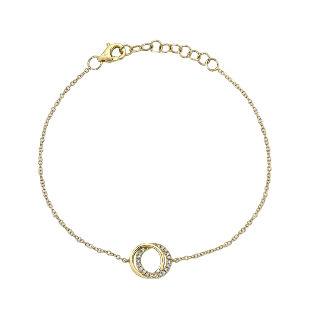 Shy Creation Kate Women's 0.07 ct. Diamond Love Knot Circle Bracelet in 14K Yellow Gold
