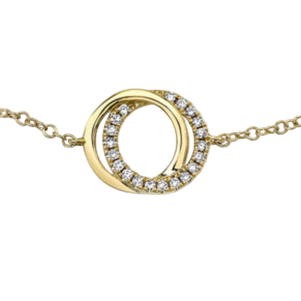 Shy Creation Kate Women's 0.07 ct. Diamond Love Knot Circle Bracelet in 14K Yellow Gold