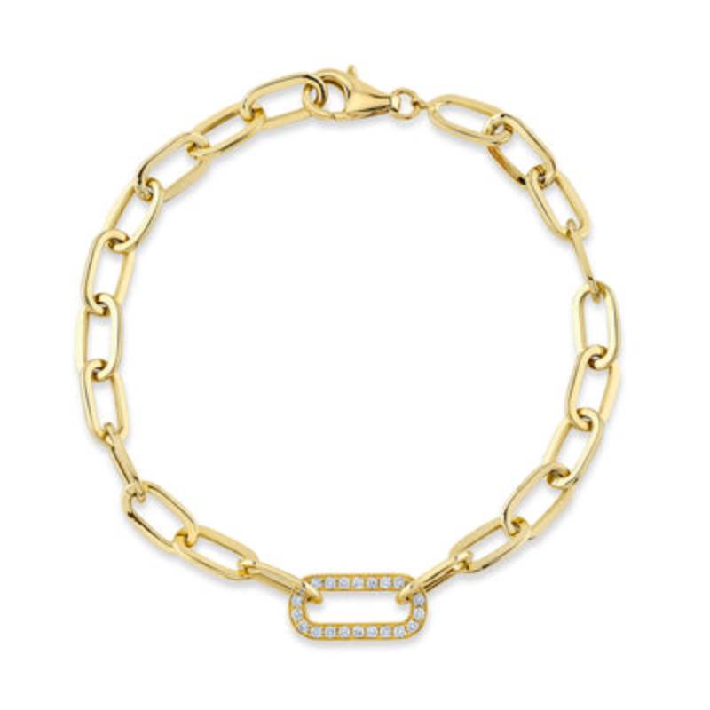 Shy Creation Kate 0.20 ct. Diamond Paper Clip Link Bracelet in 14K Yellow Gold