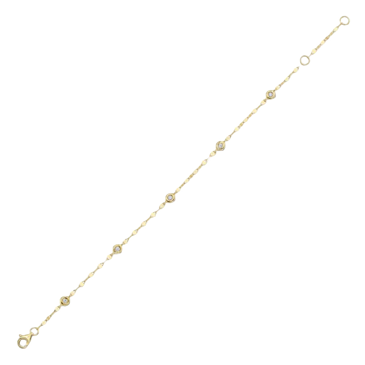 Shy Creation Bailey Women's 7" 0.10 ct. Diamond Yard Sparkle Chain Bracelet in 14K Yellow Gold