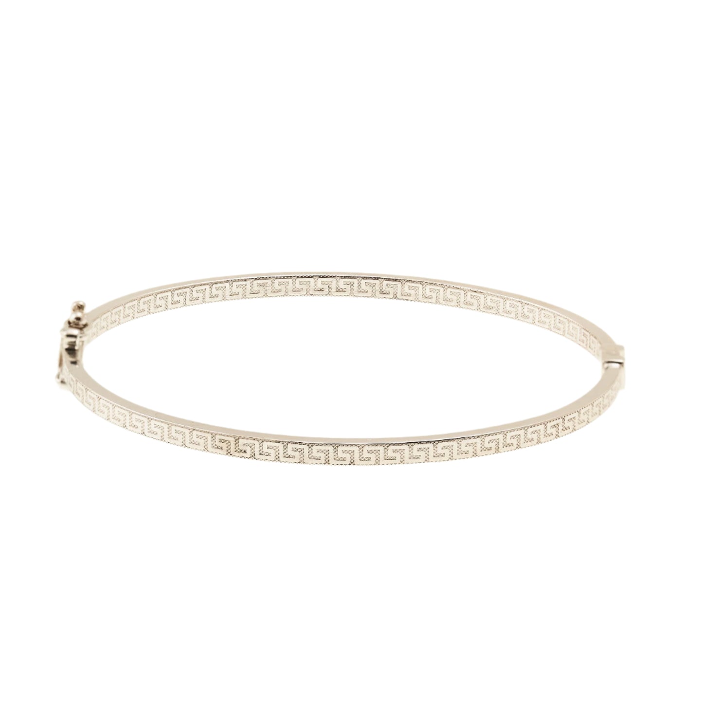 Gold Greca Bangle in 10K White Gold