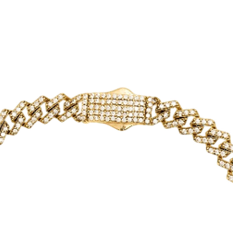 10K Yellow Gold Men's 8" Cubic Zirconia Bracelet