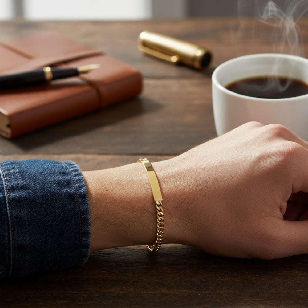 14K Yellow Gold 8" Men's ID Bracelet