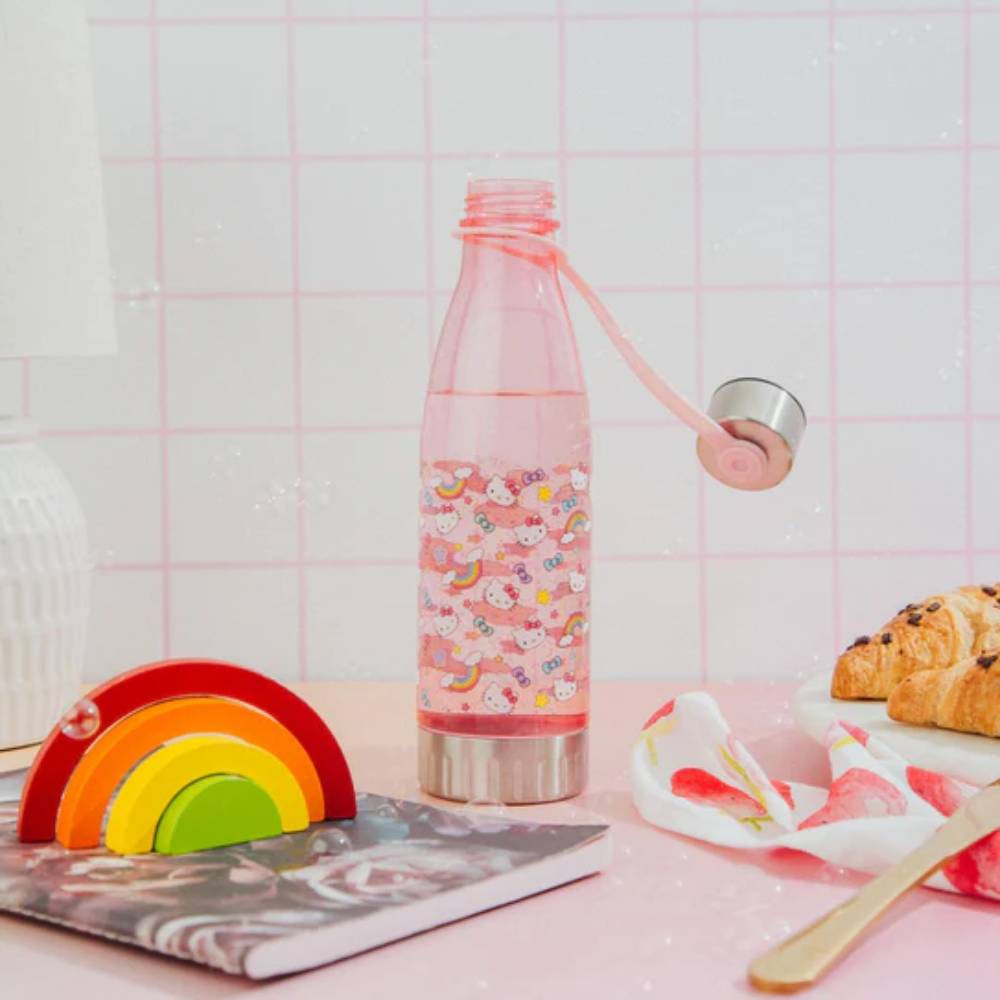 Sanrio Hello Kitty Pastel Star Toss 20 oz Print Water Bottle With Lid - Pastel Pink