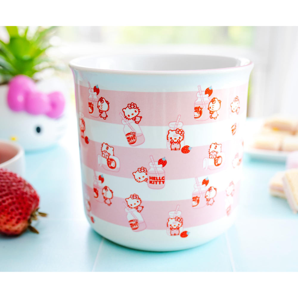 Sanrio Hello Kitty Strawberry Milk 20 oz Ceramic Camper Mug - White/Pink