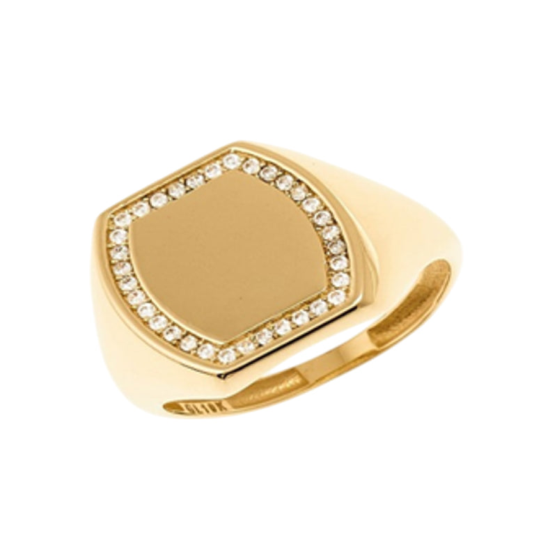 10K Yellow Gold Men's Cubic Zirconia Square Ring - Size 10