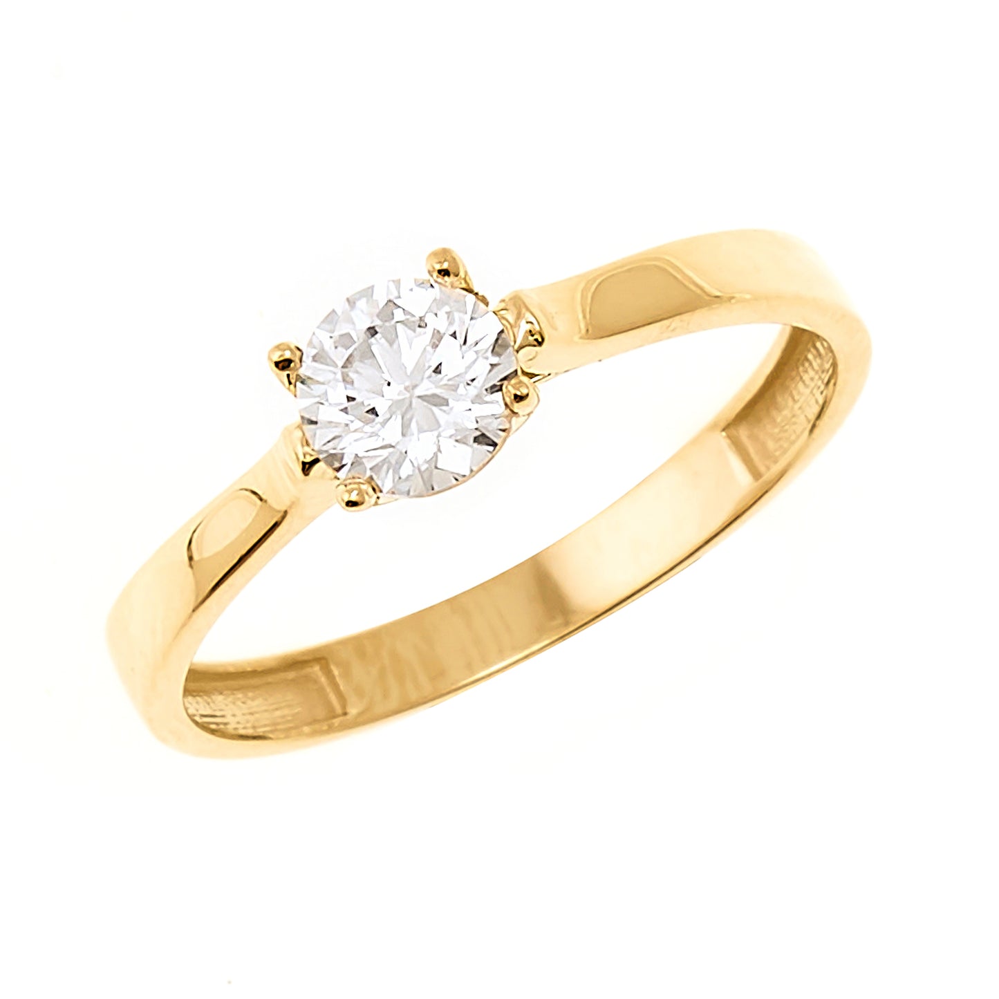 10K Round Cubic Zirconia Engagement Ring in 14K Yellow Gold (Size 7)