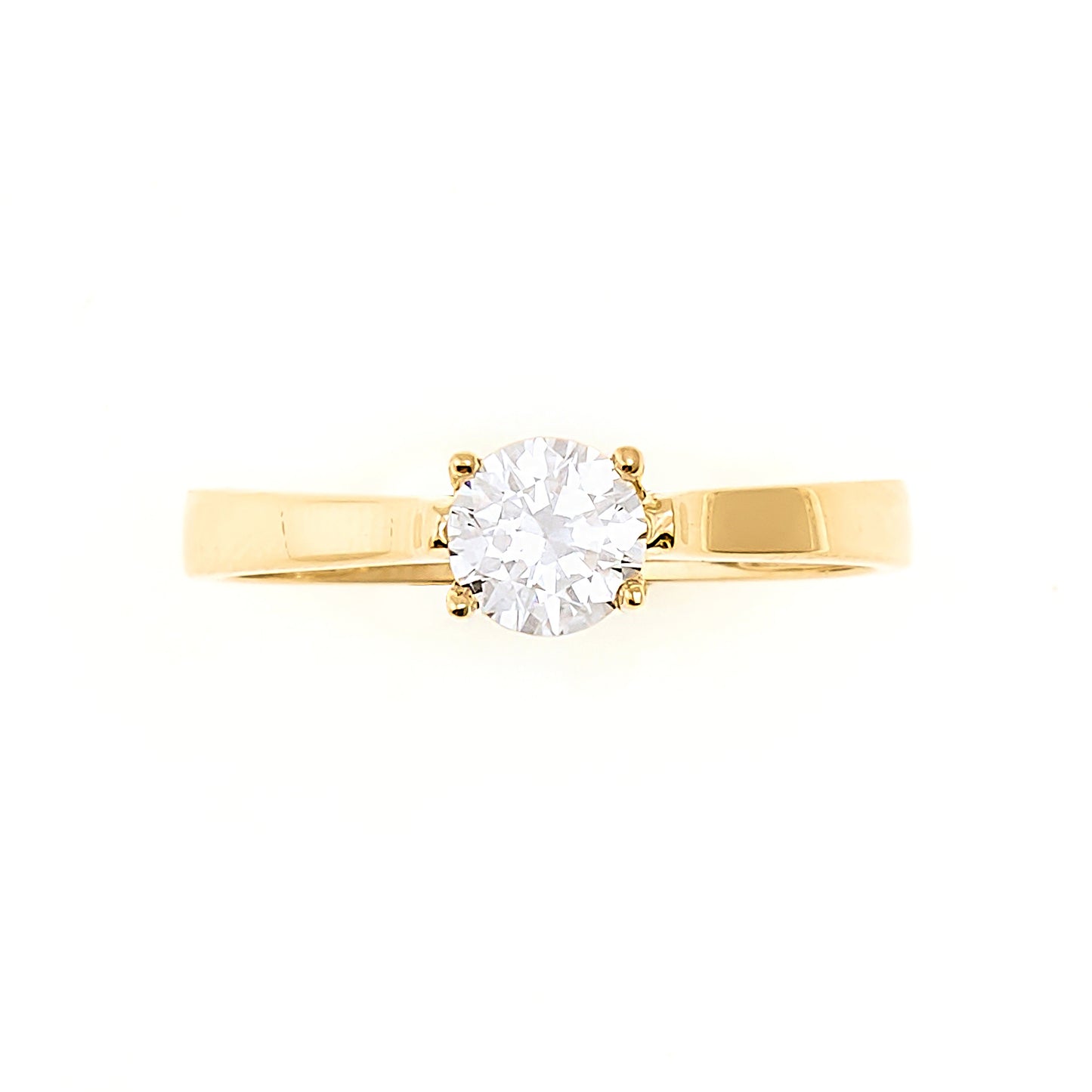 10K Round Cubic Zirconia Engagement Ring in 14K Yellow Gold (Size 7)