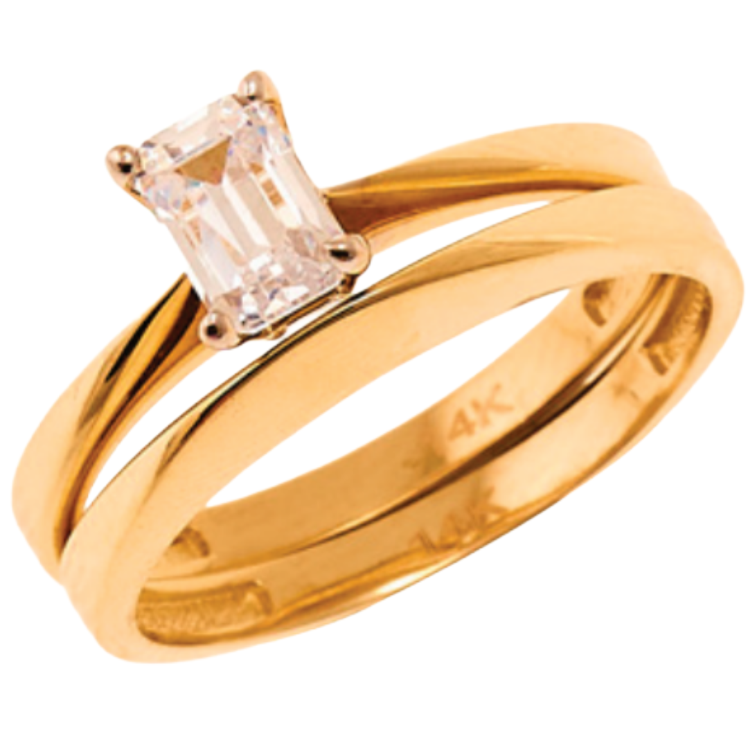 Gold Wedding Duo Set in 14K Yellow Gold