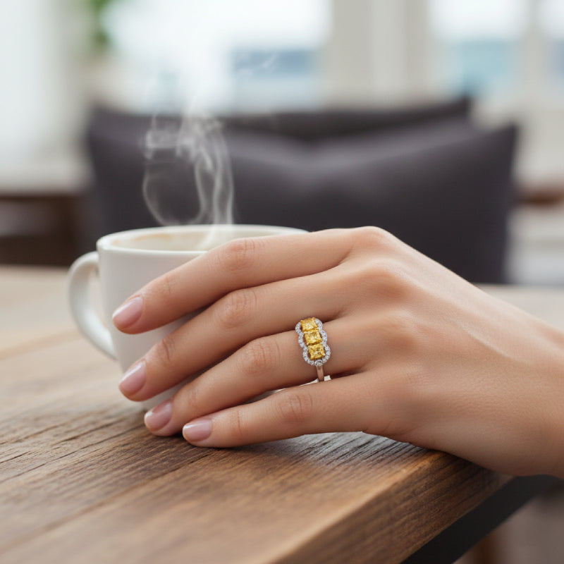 Le Vian 0.87 ct. Fancy Light Yellow Diamond and 0.2 ct. Vanilla Diamonds Ring in 14K Two-Tone Gold (Size 7)