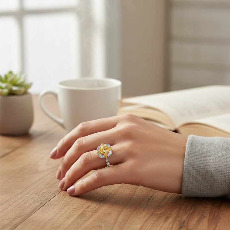 Le Vian Couture 0.37 ct. Fancy Light Yellow Diamond and 0.1 ct. Vanilla Diamonds Ring in Platinum (Size 7)