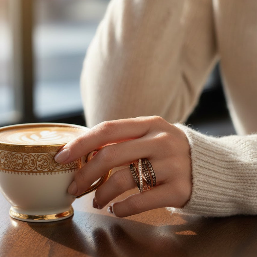 Le Vian Chocolatier 0.87 ct. Chocolate Diamonds and 0.25 ct. Vanilla Diamonds Ring in 14K Strawberry Gold (Size 7)