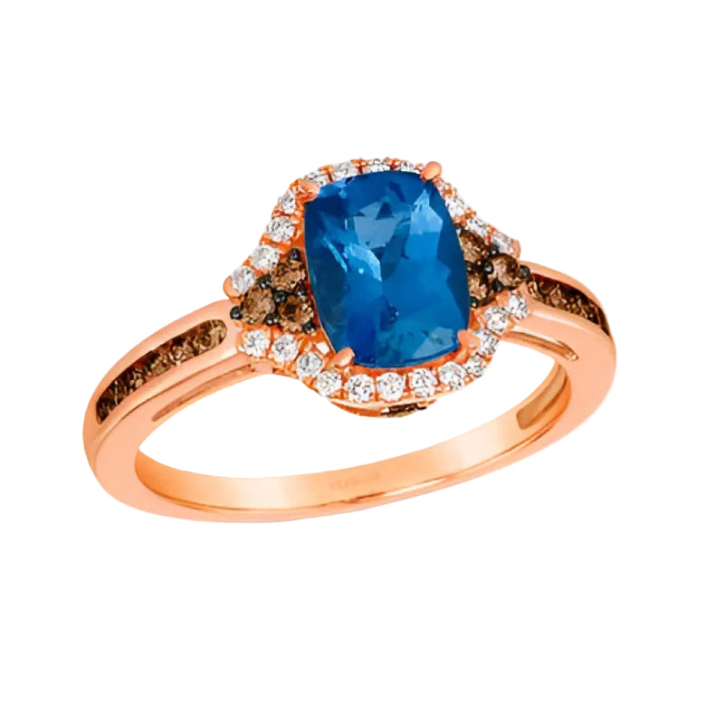Le Vian Chocolatier 1.25 ct. Blueberry Tanzanite, 0.25 ct. Chocolate Diamonds and 0.12 ct. Vanilla Diamonds Ring in 14K Strawberry Gold - Size 7