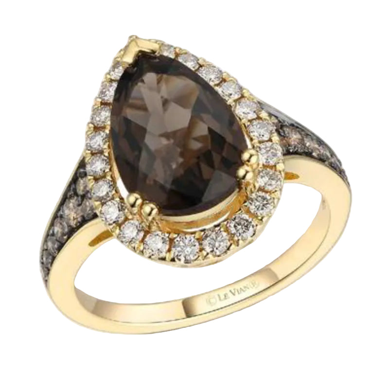 Le Vian Women's 2.75 ct. Chocolate Quartz, 0.25 ct. Chocolate Diamonds and 0.37 ct. Nude Diamonds Ring in 14K Gold - Size 7