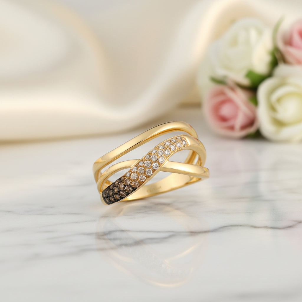Le Vian Ombre 0.17 ct. Nude Diamonds and 0.20 ct. Chocolate Ombre Diamonds Ring in 14K Honey Gold (Size 7)