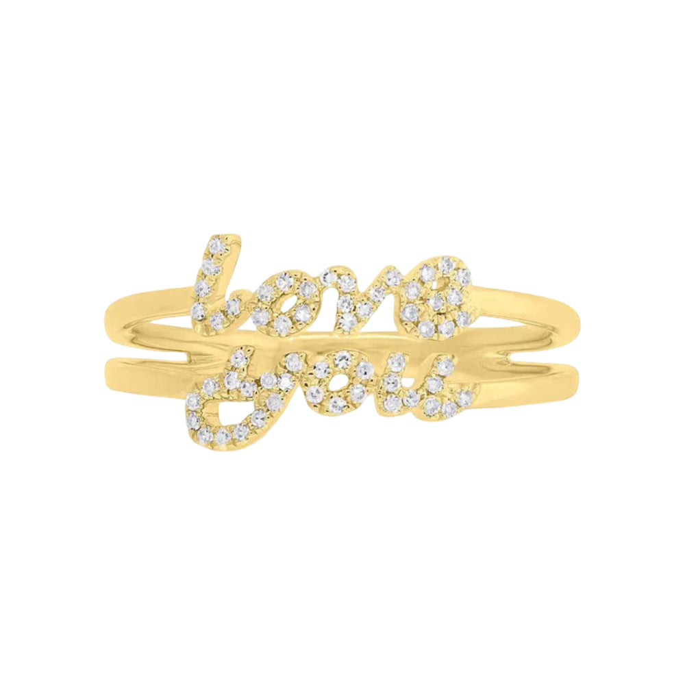 Shy Creation Kate 0.11 ct. Diamond "Love You" Ring in 14K Yellow Gold - Size 7