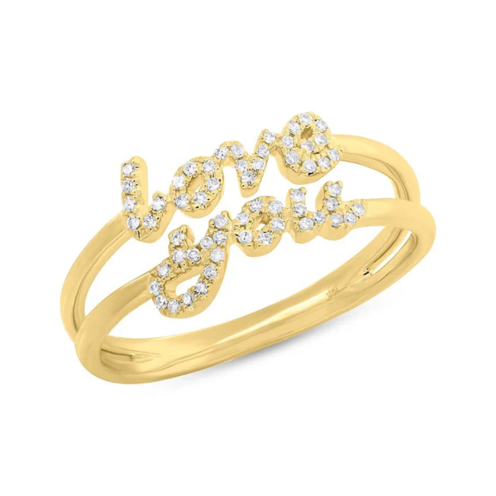 Shy Creation Kate 0.11 ct. Diamond "Love You" Ring in 14K Yellow Gold - Size 7
