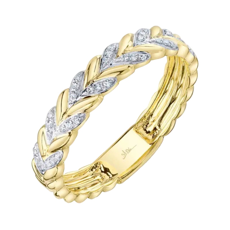 Shy Creation Kate 0.09 ct. Diamond Laurel Wreath Ring in 14K Yellow Gold - Size 7
