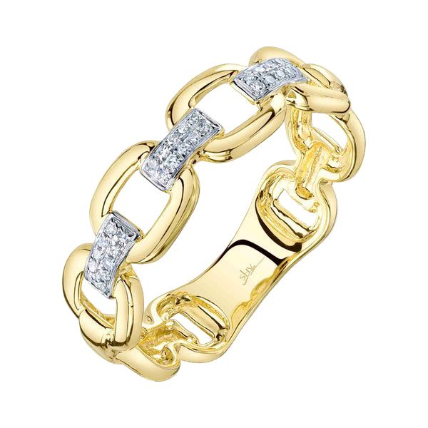 Shy Creation Kate Women's 0.07 ct. Diamond Link Ring in 14K Yellow Gold - Size 7